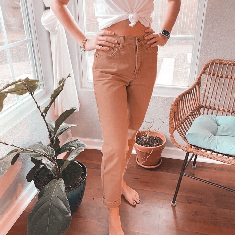 Vintage Express High Waisted Jean Womens 5/6 Tan Cotton